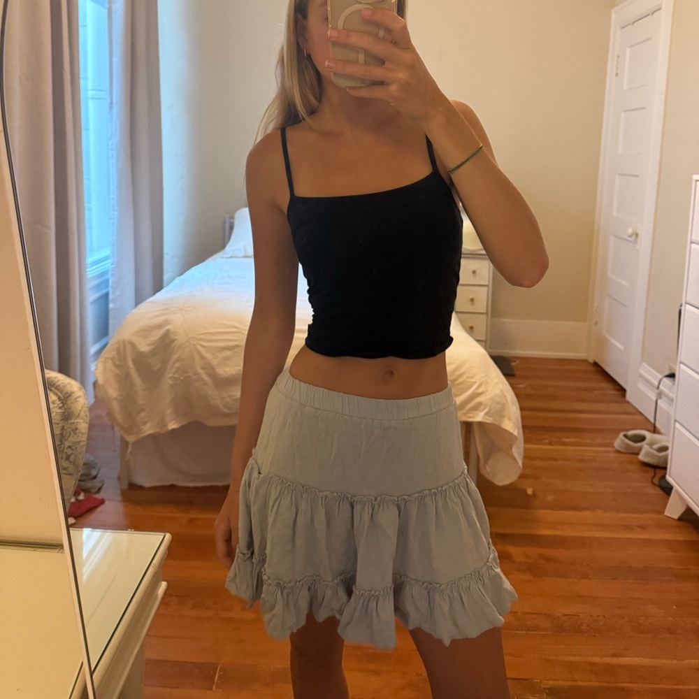 Princess Polly Light Blue Ruffle Skirt (size 4)